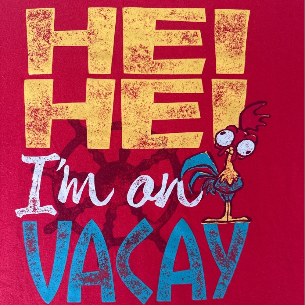 Disney Cruise Line T-Shirt Red Hei Hei Moana Vacay Graphic Mens XXL - Picture 6 of 6